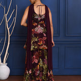 Berry Purple Floral Georgette Peplum Set