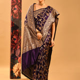 Royal Purple Floral Jaal Banarasi Saree