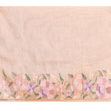 Soft Cream Floral Embroidered Tissue Silk Saree