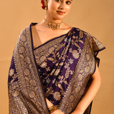 Royal Purple Floral Jaal Banarasi Saree