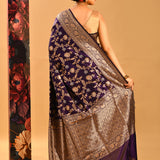 Royal Purple Floral Jaal Banarasi Saree