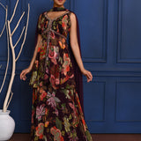 Berry Purple Floral Georgette Peplum Set