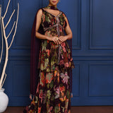 Berry Purple Floral Georgette Peplum Set