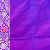 Purple Banarasi Silk Saree With Silver Zari Booti Body And Heavy Paisley Pallu