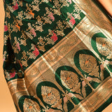 Emerald Green Meenakari Shikargah Banarasi Silk Saree