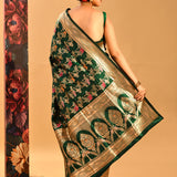 Emerald Green Meenakari Shikargah Banarasi Silk Saree