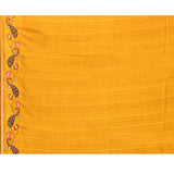 Rich Golden Yellow Embroidered Tussar Silk Saree