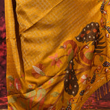 Rich Golden Yellow Embroidered Tussar Silk Saree