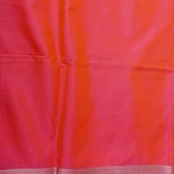 Coral Pink Banarasi Silk Saree With Silver Zari Floral Jaal Weave