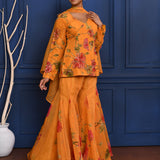 Deep Yellow Floral Tissue Peplum Set
