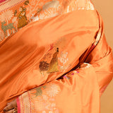Tangerine Orange With Figurative Meenakari Butti Banarasi Silk Saree