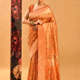 Sunset Orange Geometric Meenakari Banarasi Saree