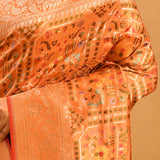 Sunset Orange Geometric Meenakari Banarasi Saree