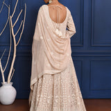Off-White Embroidered Georgette Anarkali Set