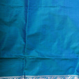 Peacock Blue Banarasi Silk Saree With Silver Zari Floral Vine And Scroll Border