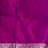 Magenta Banarasi Silk Saree With Silver Zari Floral Butti