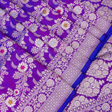 Violet Purple Banarasi Silk Saree With Silver Zari Floral Jaal And Dense Lattice Pallu