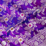 Violet Purple Banarasi Silk Saree With Silver Zari Floral Jaal And Dense Lattice Pallu