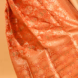 Sunset Orange Floral Jaal Banarasi Silk Saree