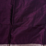 Aubergine Banarasi Silk Saree With Large Floral Brocade
