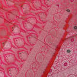 Rani Pink Banarasi Silk Saree With Gold Zari Leaf Butti