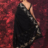 Black Tussar Embroidered Saree