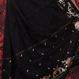 Black Tussar Embroidered Saree