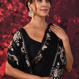 Black Tussar Embroidered Saree