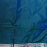 Peacock Teal Banarasi Silk Saree With Silver Zari Jaal Weave And Contrast Blue Pallu