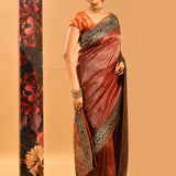 Rust Orange With Intricate Floral Jaal Banarasi Silk Saree