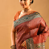 Rust Orange With Intricate Floral Jaal Banarasi Silk Saree