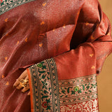Rust Orange With Intricate Floral Jaal Banarasi Silk Saree