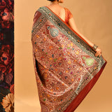 Rust Orange With Intricate Floral Jaal Banarasi Silk Saree