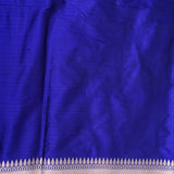 Royal Blue Banarasi Silk Saree With Silver Zari Floral Weave And Paisley Pallu