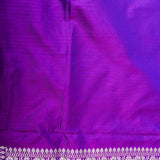 Violet Banarasi Silk Saree With Striped Floral Weave & Medallion Pallu