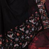 Solid Black Embroidered Tussar Saree