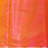 Warm Orange Banarasi Silk Saree With Silver Zari Floral Jaal And Multicolor Florets