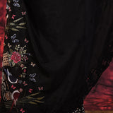 Pure Black Embroidered Floral Satin Saree