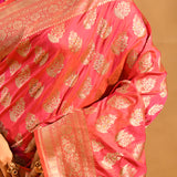 Hot Pink Hue Zari Butti Banarasi Saree