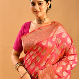 Hot Pink Hue Zari Butti Banarasi Saree