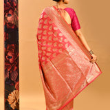 Hot Pink Hue Zari Butti Banarasi Saree