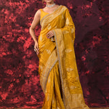 Golden Floral Banarasi Silk Saree