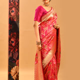 Lotus Pink Meenakari Jaal Banarasi Silk Saree