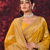 Golden Floral Banarasi Silk Saree