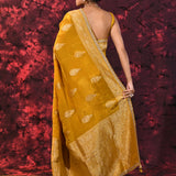 Golden Floral Banarasi Silk Saree