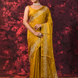 Golden Yellow Buttis Woven Banarasi Silk Saree