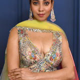 Multicolour Embroidered Crepe Lehenga Set