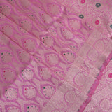 Baby Pink Banarasi Silk Saree With Gold Zari Paisley Jaal