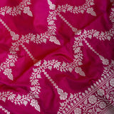 Rani Pink Banarasi Silk Saree With Diamond Trellis Zari Weave