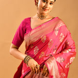 Blush Pink Allover Meenakari Butti Banarasi Saree